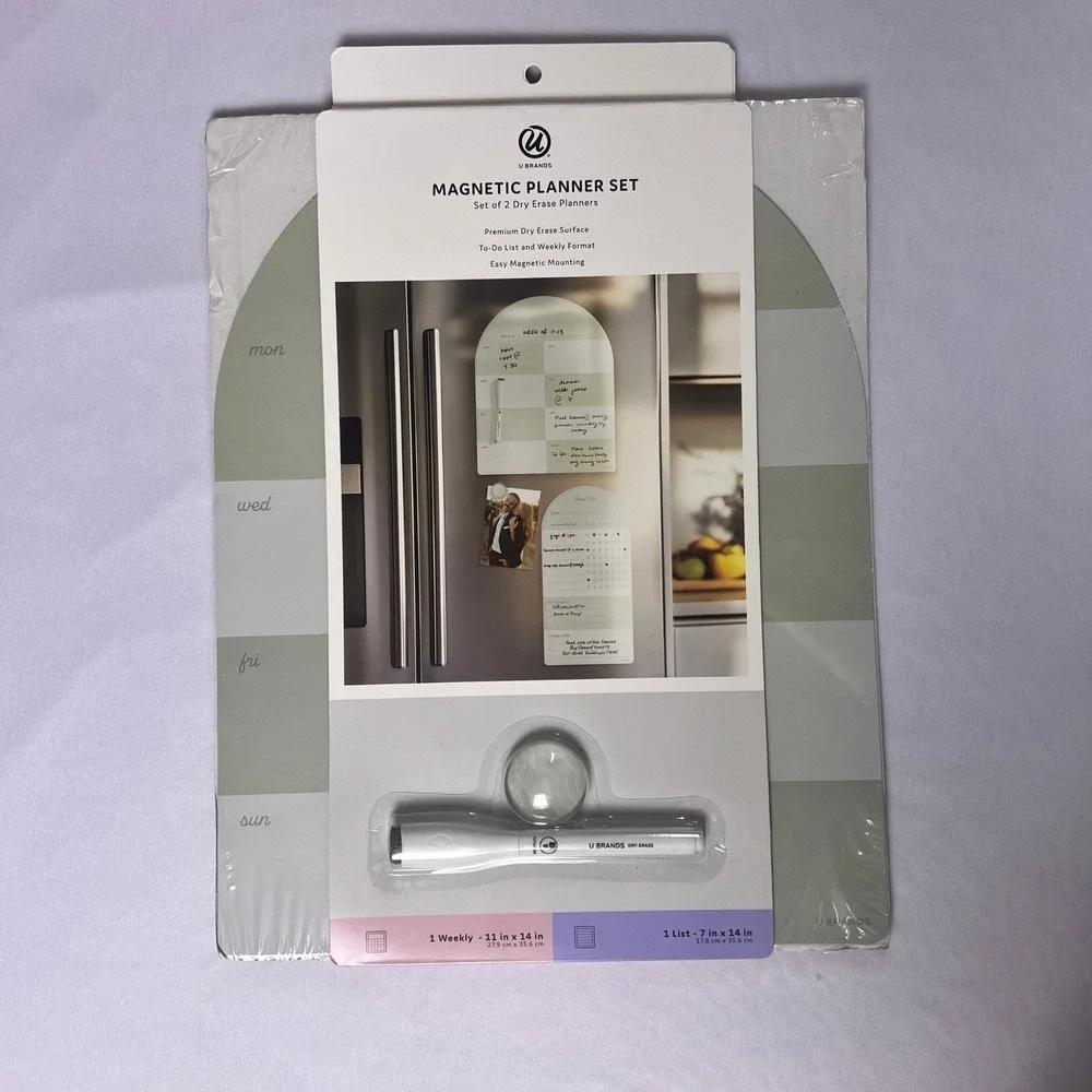 U Brands Magnetic Planner Set 2 Dry Erase Boards Weekly & To-Do List Sage Green